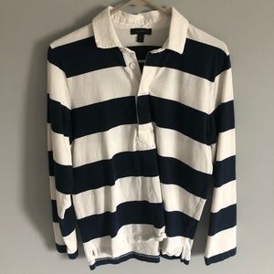 J Crew navy striped rugby polo
